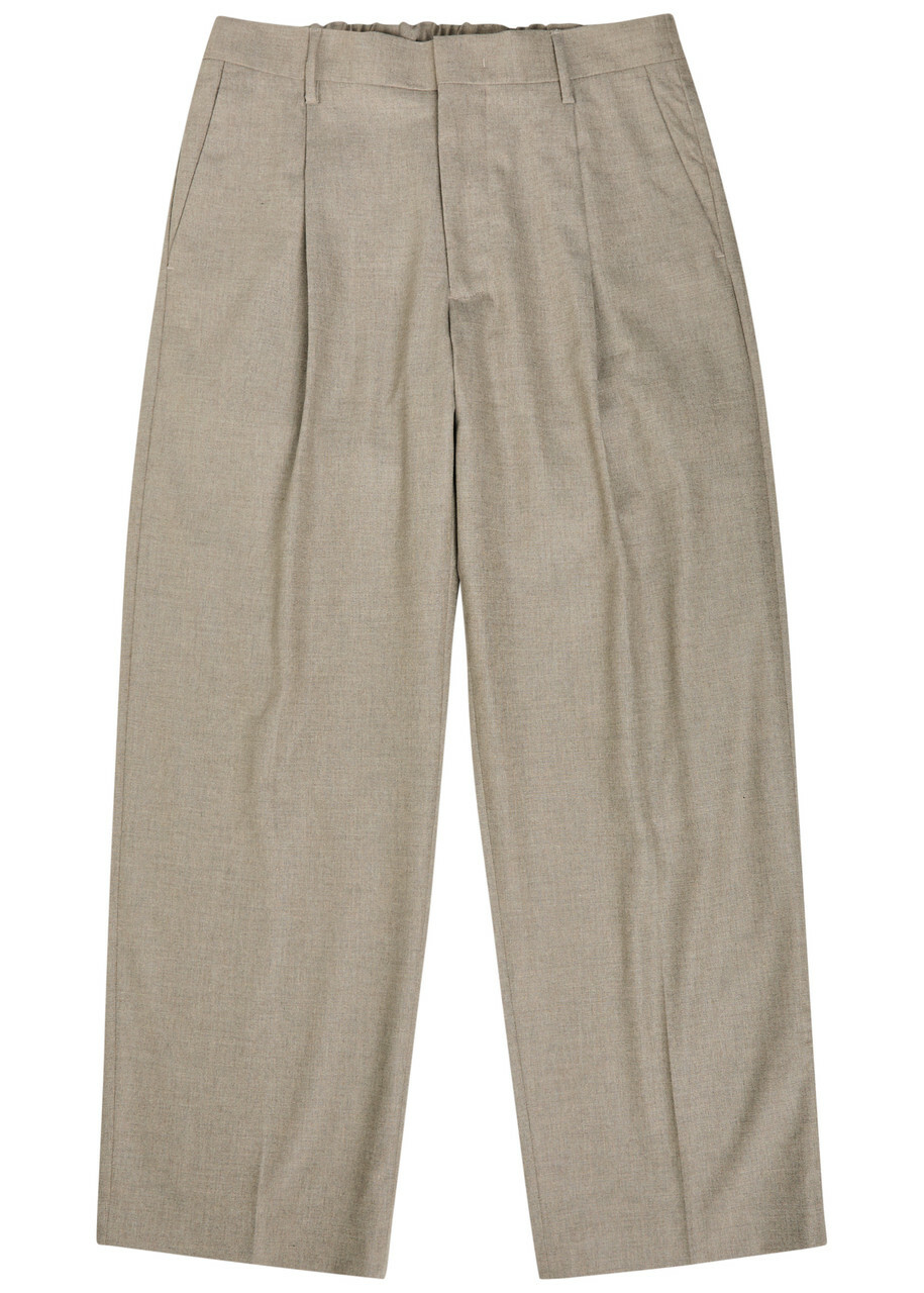 NN07 Kay Pleated Straight-leg Woven Trousers Sand
