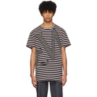 Loewe Navy and Off-White Striped Logo T-Shirt