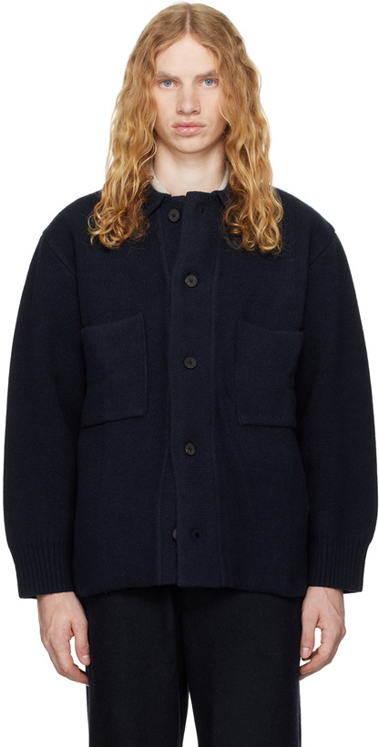 Photo: DOCUMENT Navy Heavy Weight Wool Double Pocket Cardigan