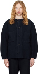 DOCUMENT Navy Heavy Weight Wool Double Pocket Cardigan