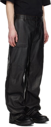 Juun.J Black Knee Tuck Faux-Leather Pants