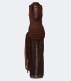 De La Vali Rosa georgette and lace maxi dress