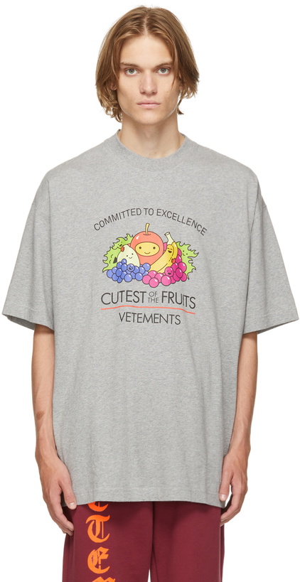 Photo: VETEMENTS Grey 'Cutest Of The Fruits' T-Shirt