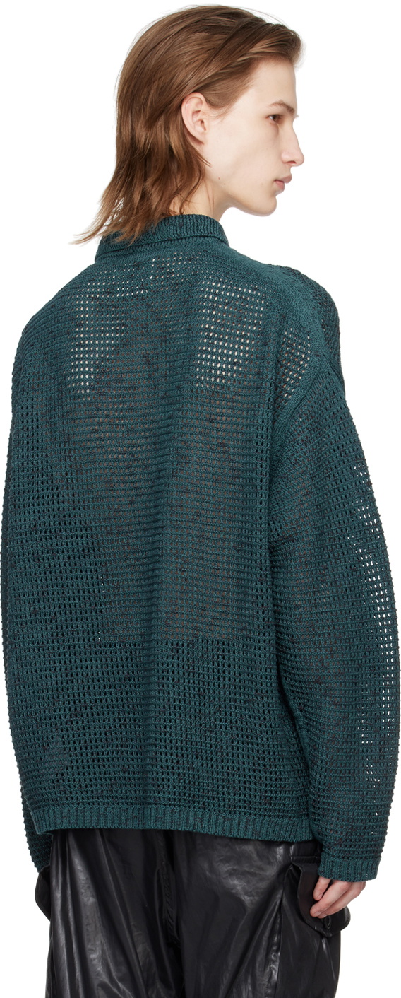 YOKE Green Spread Collar Cardigan