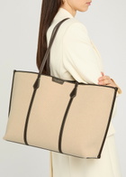 Tory Burch Perry Leather-trim Canvas Tote - Natural - One Size