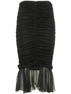 BLUMARINE - Jersey & Chiffon Draped Midi Skirt