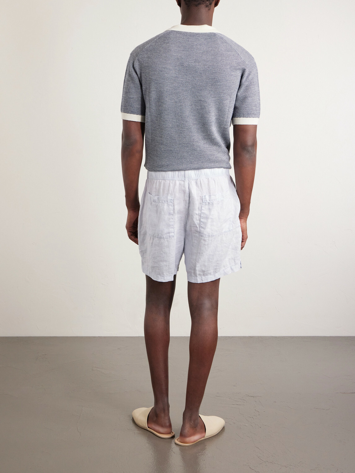 James Perse - Straight-Leg Garment-Dyed Linen Drawstring Shorts - Blue
