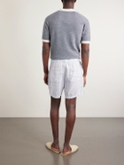 James Perse - Straight-Leg Garment-Dyed Linen Drawstring Shorts - Blue