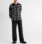 Vetements - Logo-Jacquard Cotton and Cashmere-Blend Sweater - Black