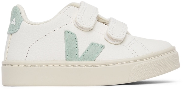 Photo: Veja Baby White & Green Leather Esplar Sneakers