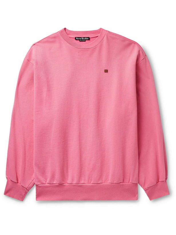 Photo: Acne Studios - Fiah Logo-Appliquéd Cotton-Jersey Sweatshirt - Pink