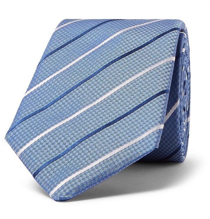 Photo: Hugo Boss - 7cm Striped Silk-Jacquard Tie - Blue