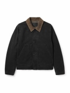 SAINT LAURENT - Corduroy-Trimmed Cotton-Canvas Jacket - Black