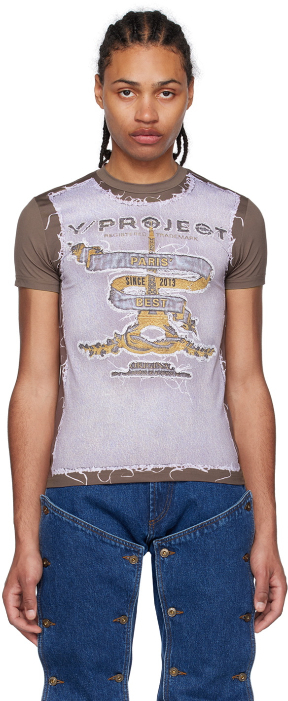 Y/Project Brown Jean Paul Gaultier Edition 'Paris' Best' T-Shirt Y/Project