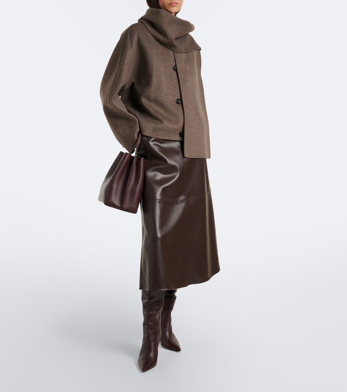 'S Max Mara Paneled coated jersey midi skirt