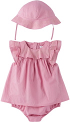 Chloé Baby Pink Poplin Romper & Hat Set
