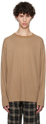 HOPE Brown Exposed Seam Long Sleeve T-Shirt