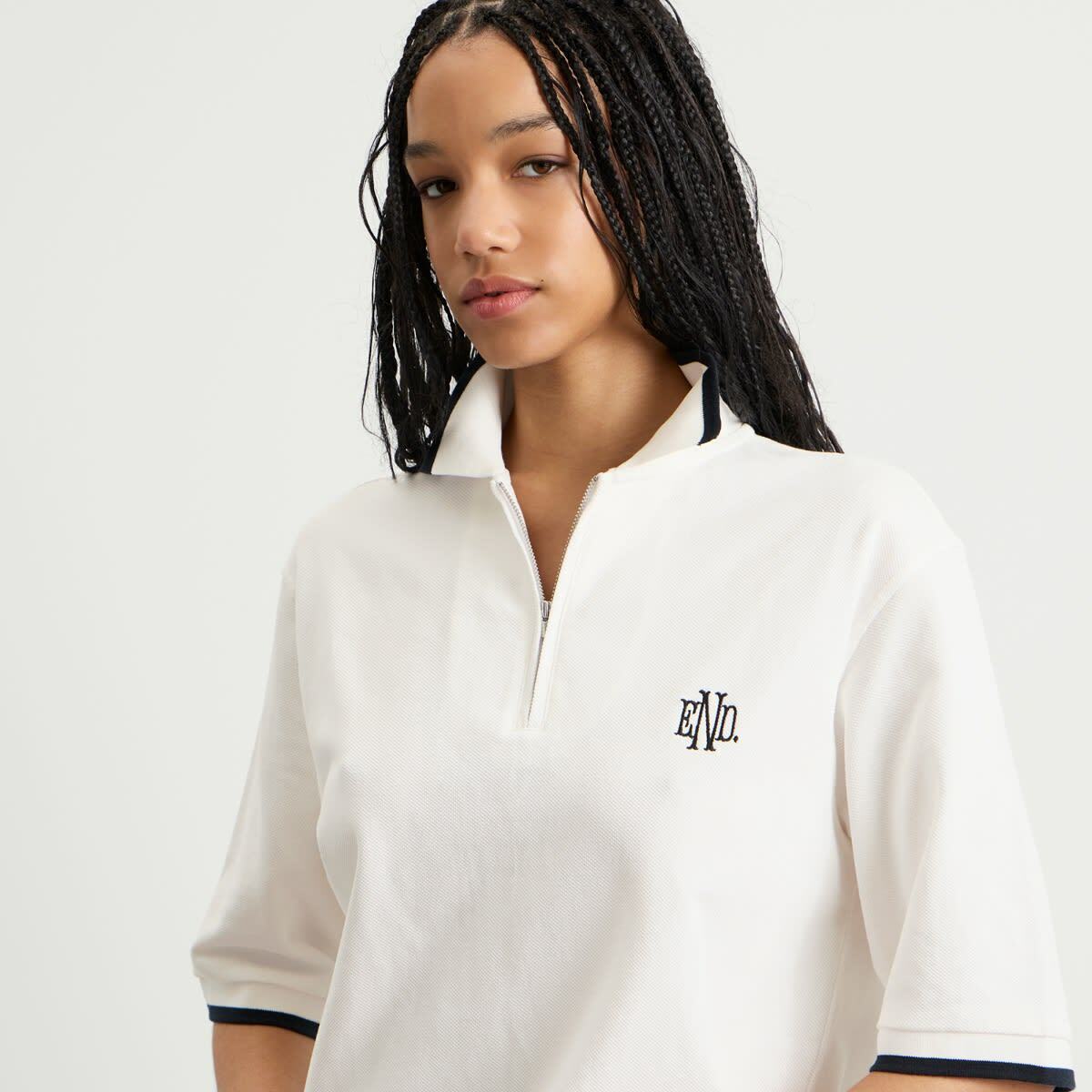 END. Piquet Polo in Off White/Ciner Black