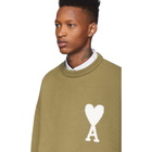 AMI Alexandre Mattiussi Beige Oversize Ami De Coeur Crewneck Sweater