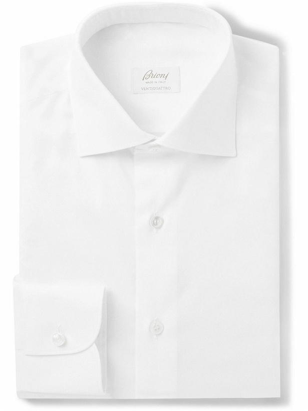 Photo: Brioni - Cutaway-Collar Cotton-Poplin Shirt - White
