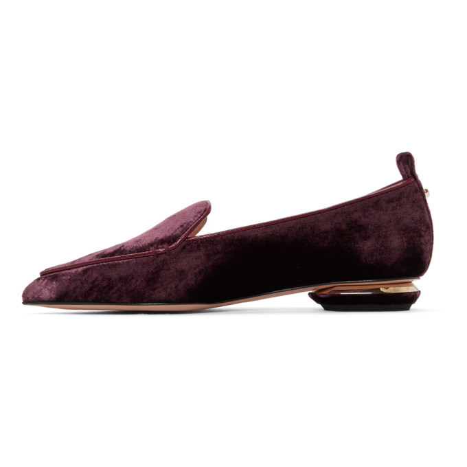 Nicholas Kirkwood Beya Block Heel Velvet Burgundy Loafers Size 37 BNIB