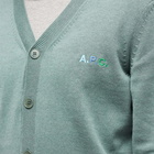 A.P.C. Men's Joseph Logo Cardigan in Heathered Green