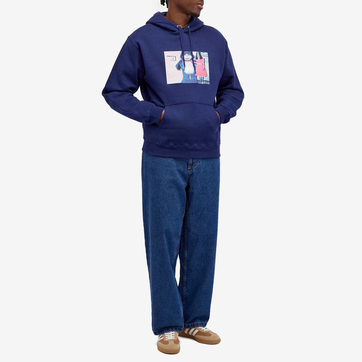 Polar Skate Co. Men's Pink Dress Hoodie in Dark Blue Polar