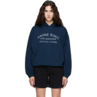 ANINE BING Navy Harvey 'Melrose' Stencil Hoodie