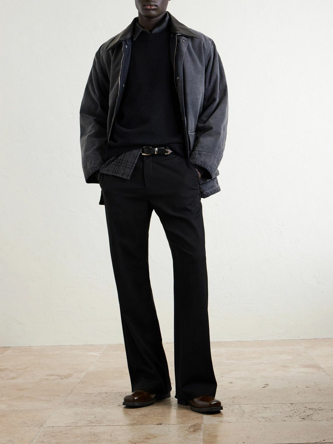 AURALEE Black Super Light Wool Jumpsuit Auralee