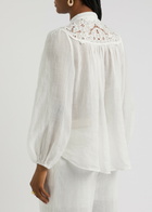 Zimmermann Golden Embroidered Ramie Blouse Ivory