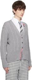 Thom Browne Gray Cable Knit Cardigan