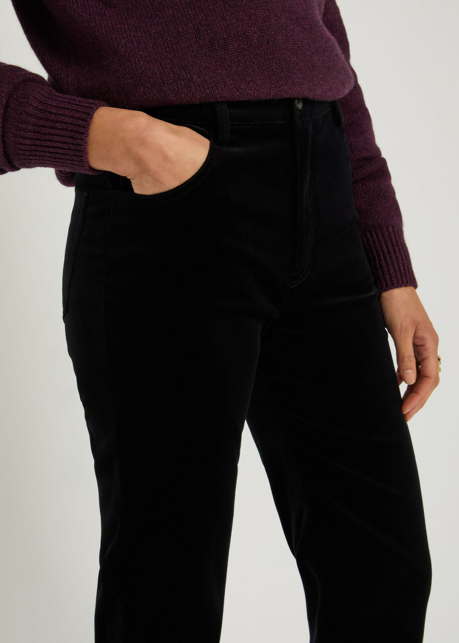 Nili Lotan Joan Straight-leg Velvet Trousers Black