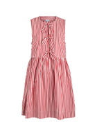 Ganni Striped Cotton Mini Dress Red And White