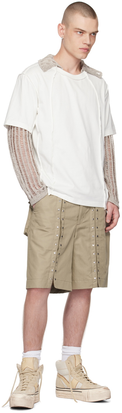 NVRFRGT Beige Studded Shorts