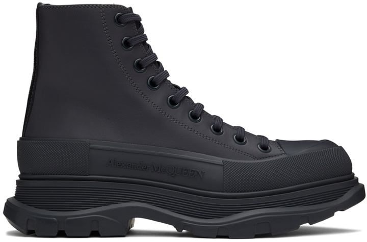 Photo: Alexander McQueen Black Tread Slick High Sneakers