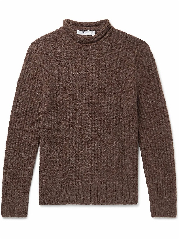Photo: Inis Meáin - Moss Ribbed Baby Alpaca Sweater - Brown