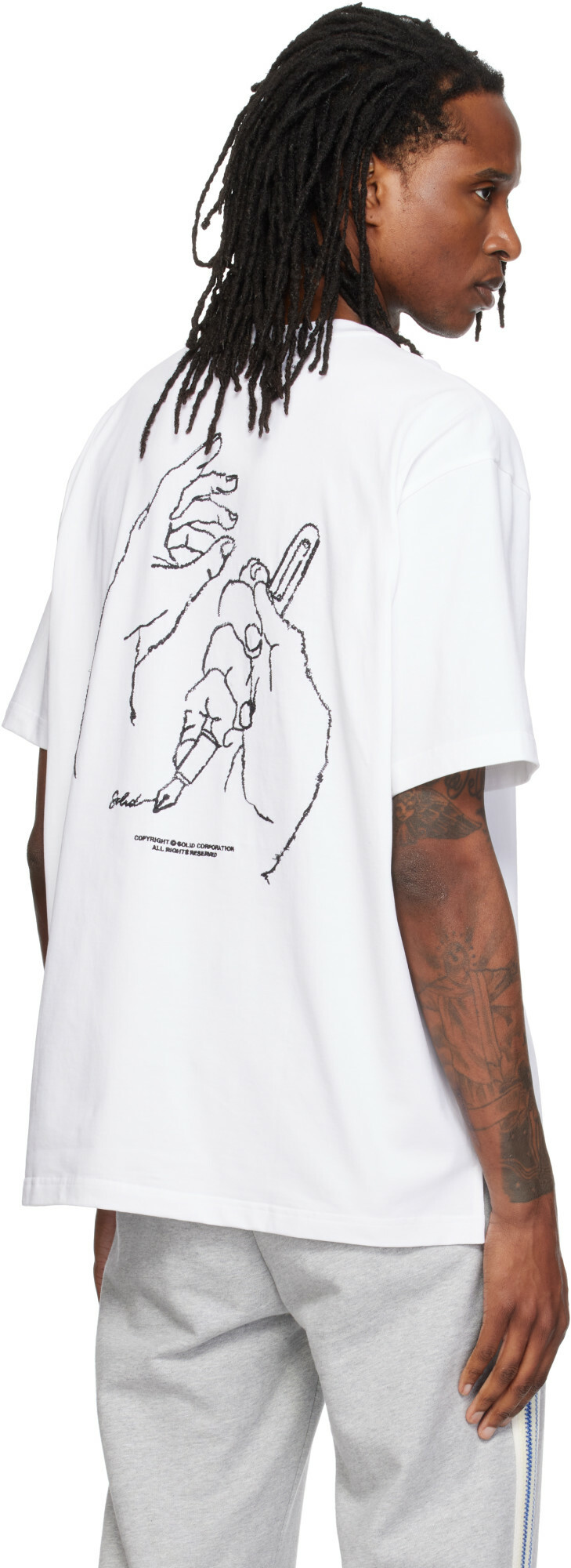 Solid Homme White Hand-Drawn T-shirt
