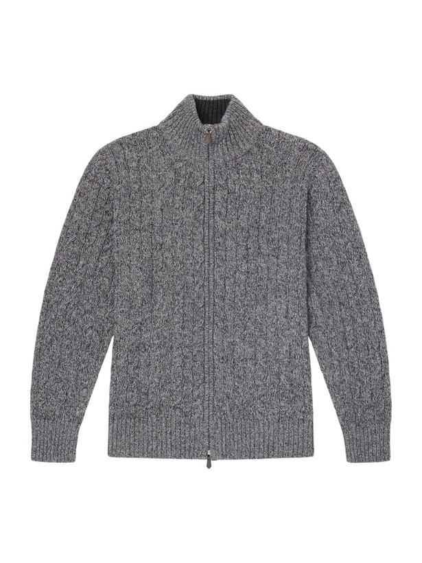 Photo: N.PEAL - Cable-Knit Cashmere Zip-Up Sweater - Gray