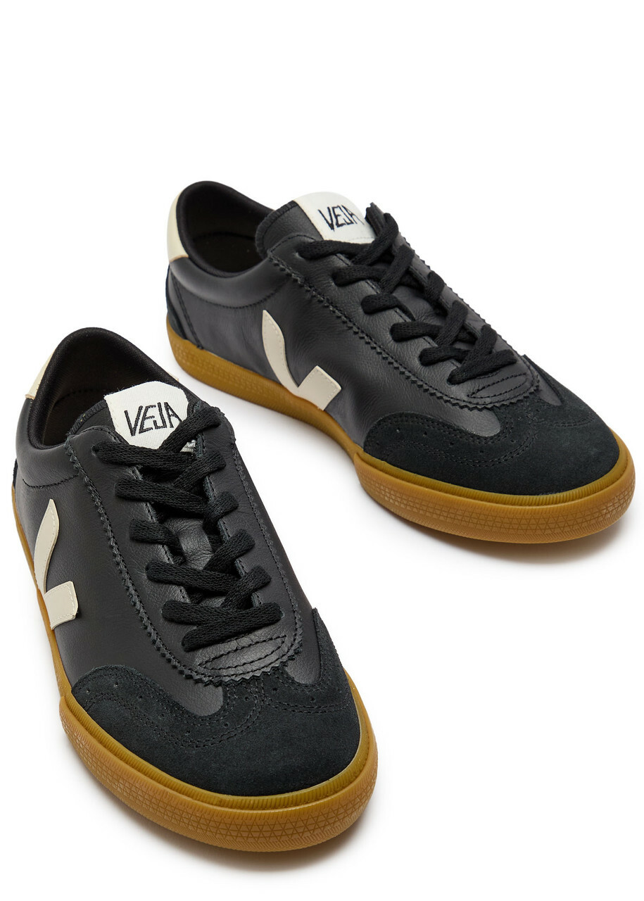 Veja Volley Panelled Grained Leather Sneakers Black
