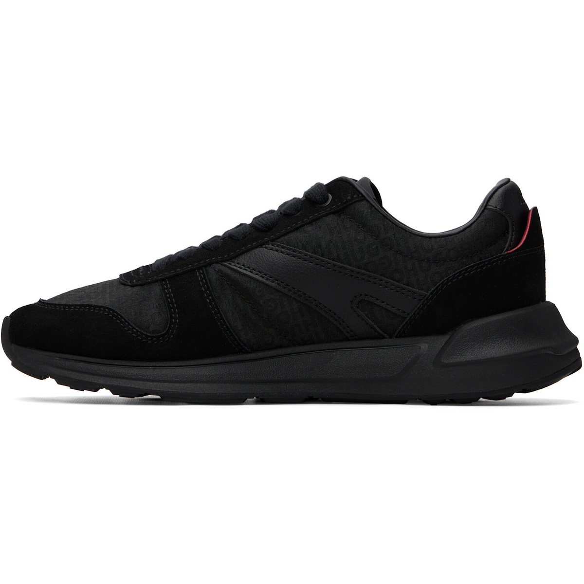 Hugo Black Faux-Suede Trim Monogram-Jacquard Sneakers