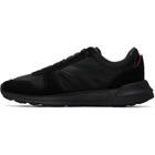 Hugo Black Faux-Suede Trim Monogram-Jacquard Sneakers
