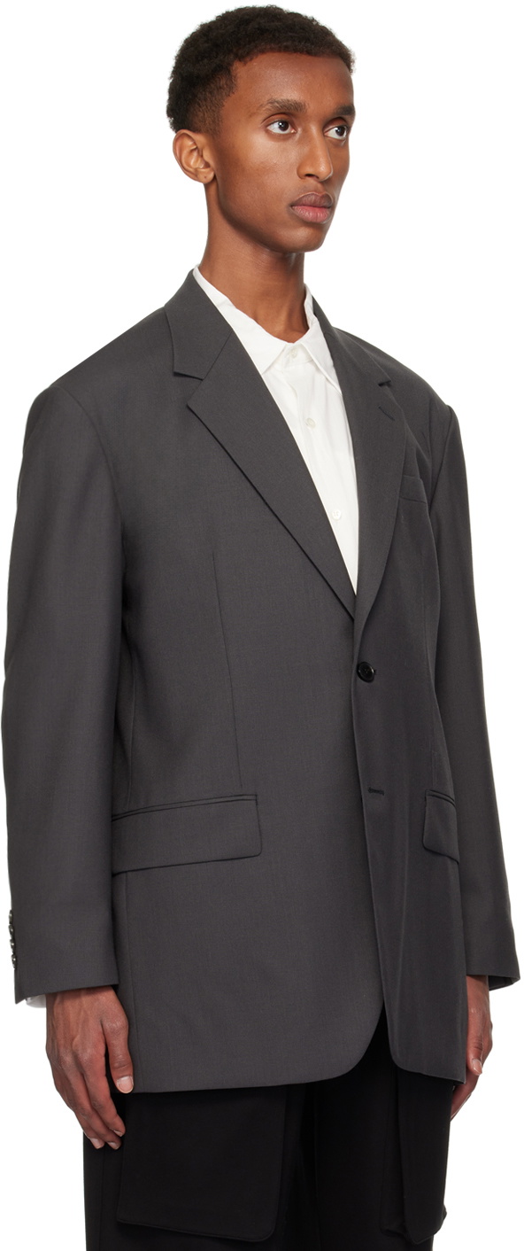 YLÈVE Gray Tropical Wool Blazer