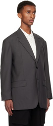 YLÈVE Gray Tropical Wool Blazer