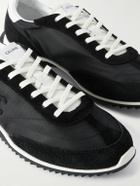 CELINE - Leather and Suede-Trimmed Logo-Embroidered Shell Sneakers - Black