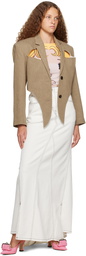 Pushbutton Beige Cutout Blazer