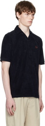 Fred Perry Navy Open Collar Towelling Polo