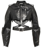 Noir Kei Ninomiya - Cropped cutout leather jacket
