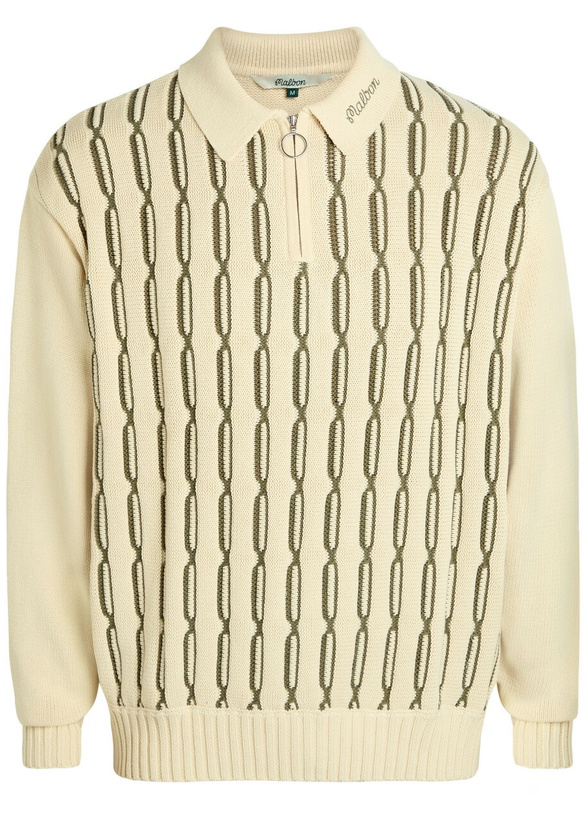 Photo: Malbon Links Patterned Cotton-blend Polo Jumper Beige