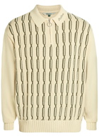 Malbon Links Patterned Cotton-blend Polo Jumper Beige