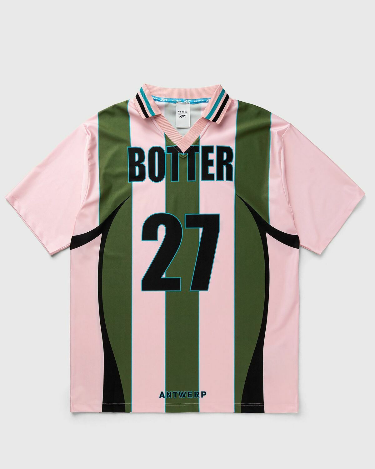 Reebok REVERSE SOCCER TEE STRIPED green/pink Mens Shortsleefe